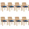 Image de vidaXL Chaises de jardin empilables avec coussins lot de 8 Teck solide