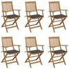 Image de Vidaxl Chaises Pliables De Jardin Lot De 6 Avec Coussins Bois D'acacia
