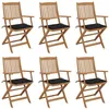 Image de vidaXL Chaises pliables de jardin lot de 6 avec coussins Bois d'acacia3074947
