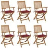 Image de vidaXL Chaises pliables de jardin lot de 6 avec coussins Bois d'acacia