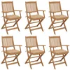 Image de vidaXL Chaises pliables de jardin lot de 6 avec coussins Bois d'acacia3074958