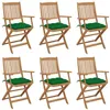 Image de vidaXL Chaises pliables de jardin lot de 6 avec coussins Bois d'acacia3074960