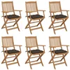 Image de vidaXL Chaises pliables de jardin lot de 6 avec coussins Bois d'acacia