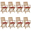 Image de vidaXL Chaises pliables de jardin lot de 8 avec coussins Bois d'acacia3074973