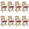 Image de vidaXL Chaises pliables de jardin lot de 8 avec coussins Bois d'acacia