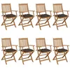 Image de vidaXL Chaises pliables de jardin lot de 8 avec coussins Bois d'acacia3074990