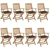 Image de vidaXL Vidaxl Chaises Pliables De Jardin 8 Pcs Avec Coussins Bois D'acacia