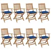 Image de Vidaxl Chaises Pliables De Jardin 8 Pcs Avec Coussins Bois D'acacia