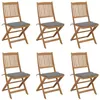 Image de vidaXL Chaises pliables de jardin lot de 6 avec coussins Bois d'acacia3074995