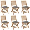 Image de vidaXL Chaises pliables de jardin lot de 6 avec coussins Bois d'acacia