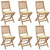 Image de vidaXL Chaises pliables de jardin lot de 6 avec coussins Bois d'acacia