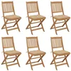 Image de vidaXL Chaises pliables de jardin lot de 6 avec coussins Bois d'acacia3075012