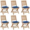 Image de vidaXL Chaises pliables de jardin 6 pcs avec coussins Bois d'acacia