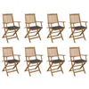 Image de vidaXL Chaises pliables d'extérieur et coussins lot de 8 Bois d'acacia