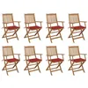 Image de vidaXL Chaises pliables d'extérieur et coussins lot de 8 Bois d'acacia3075091