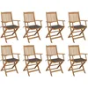 Image de Vidaxl Chaises Pliables D'extÃ©rieur Et Coussins Lot De 8 Bois D'acacia