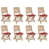 Image de vidaXL Chaises pliables d'extérieur et coussins lot de 8 Bois d'acacia