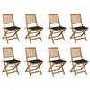 Image de vidaXL Chaises pliables d'extérieur et coussins lot de 8 Bois d'acacia