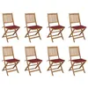 Image de vidaXL Chaises pliables d'extérieur et coussins lot de 8 Bois d'acacia