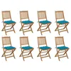 Image de vidaXL Chaises pliables d'extérieur et coussins lot de 8 Bois d'acacia