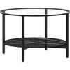 Image de vidaXL Vidaxl Table À Thé Noir Et Marbre Noir 70 Cm Verre Trempé