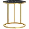 Image de vidaXL Vidaxl Table D'appoint Doré Et Marbre Noir 45 Cm Verre Trempé