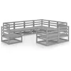 Image de Vidaxl Salon De Jardin 9 Pcs Gris Bois De Pin Massif