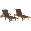 Image de vidaXL Vidaxl Chaises Longues 2 Pcs Avec Coussins Bois D'acacia Solide