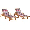 Image de vidaXL Chaises longues lot de 2 avec coussins Bois d'acacia solide3077343