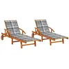 Image de vidaXL Chaises longues lot de 2 avec coussins Bois d'acacia solide3077344
