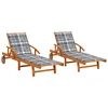 Image de vidaXL Chaises Longues 2 Pcs Avec Coussins Bois D'acacia Solide