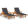Image de vidaXL Chaises longues lot de 2 avec table et coussins Acacia solide3077345
