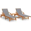 Image de vidaXL Chaises longues lot de 2 avec table et coussins Acacia solide3077346