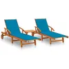 Image de vidaXL Chaises longues lot de 2 avec table et coussins Acacia solide3077349