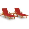 Image de vidaXL Chaises longues lot de 2 avec table et coussins Acacia solide3077351