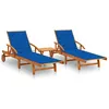 Image de vidaXL Chaises longues lot de 2 avec table et coussins Acacia solide3077355