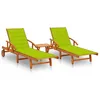 Image de vidaXL Chaises longues lot de 2 avec table et coussins Acacia solide3077356