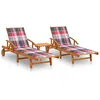 Image de vidaXL Chaises Longues 2 Pcs Avec Table Et Coussins Acacia Solide