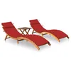 Image de vidaXL Chaises longues lot de 2 avec table et coussins Acacia solide3077382