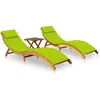 Image de vidaXL Vidaxl Chaises Longues 2 Pcs Avec Table Et Coussins Acacia Solide