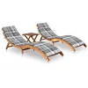 Image de vidaXL Chaises longues lot de 2 avec table et coussins Acacia solide3077390