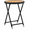 Image de vidaXL Vidaxl Table À Thé Noir 60 Cm Résine Tressée Et Bois D'acacia Solide