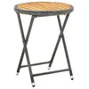 Image de vidaXL Table à thé Gris 60 cm Résine tressée et bois d'acacia solide