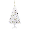 Image de vidaXL Arbre de Noël artificiel pré-éclairé et boules blanc 210 cm PVC