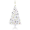 Image de vidaXL Arbre de NoÃ«l artificiel prÃ©-Ã©clairÃ© et boules blanc 210 cm PVC