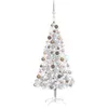 Image de vidaXL Arbre de Noël artificiel pré-éclairé/boules argenté 150 cm PET