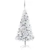 Image de vidaXL Arbre de Noël artificiel pré-éclairé/boules argenté 120 cm PET