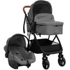 Image de vidaXL Poussette pour bébé 3-en-1 Gris clair et noir Acier10329