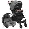 Image de vidaXL Poussette pour bébé 3-en-1 Gris clair Acier