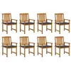 Image de vidaXL Chaises de jardin avec coussins lot de 8 Bois d'acacia solide3078166
